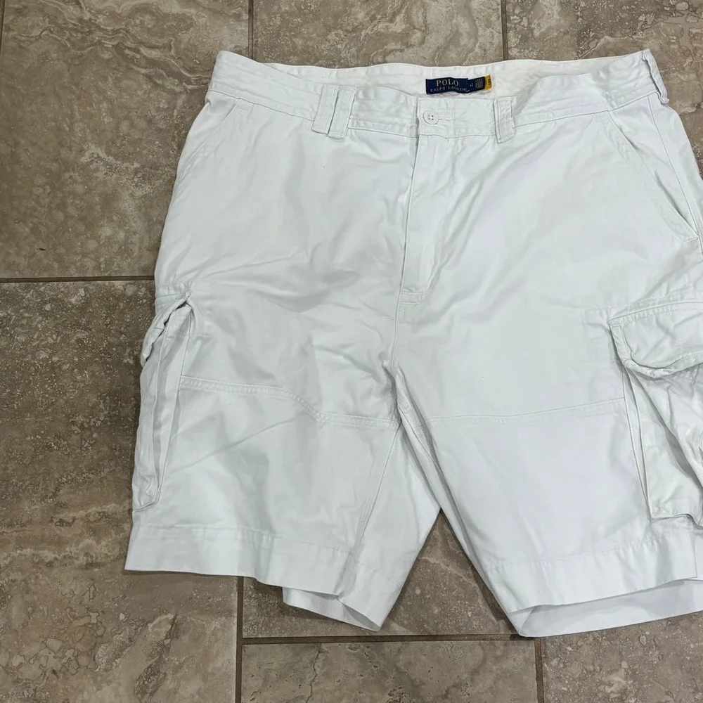 Polo Ralph Lauren Mens White Cotton Twill Cargo Shorts Size 42 Utility Summer